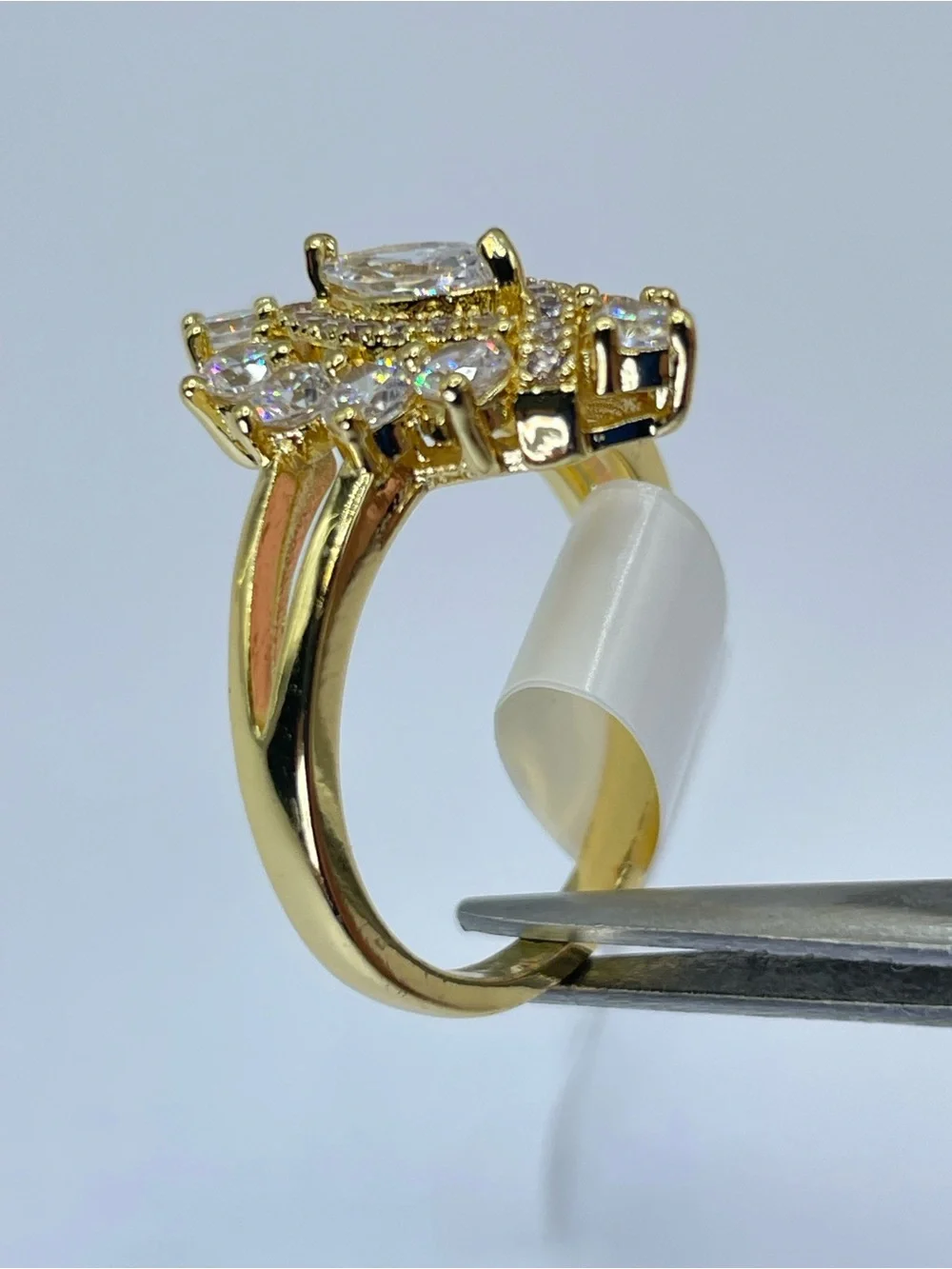 Swarovski Crystal Elements White Crystal Art Deco Ring Vintage Look Sz 6